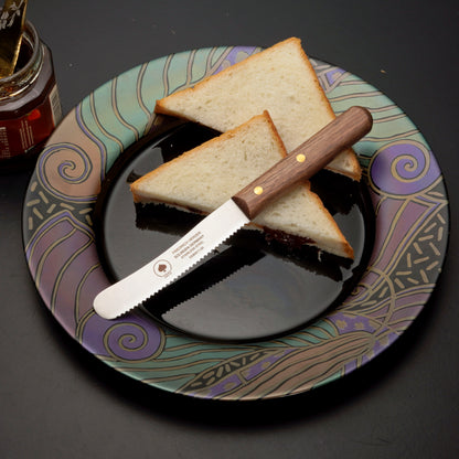 Buckelsmesser Brotmesser Solingen – Walnuss Holzgriff mit Wellenschliff