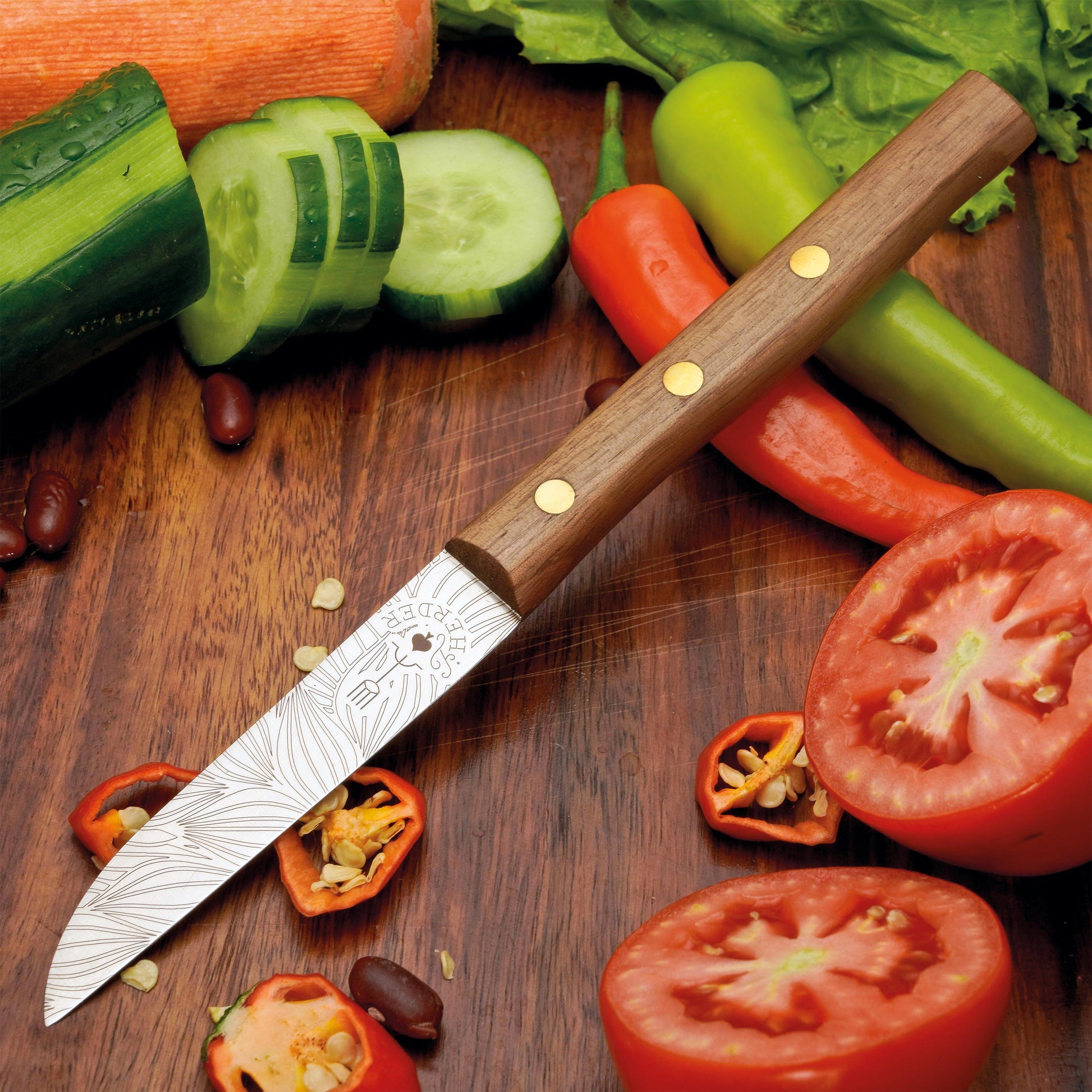 Frühstücksmesser Buckelsmesser aus Solingen mit Walnuss Holzgriff und Blatt – traditionelles Solingen Messer für Brot und Frühstück
