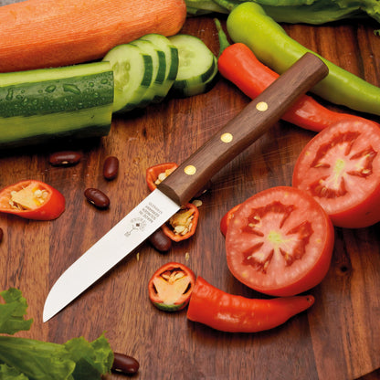 Frühstücksmesser Buckelsmesser aus Solingen mit Walnuss Holzgriff und Gravur Herder – traditionelles Solingen Messer für Brot und Frühstück
