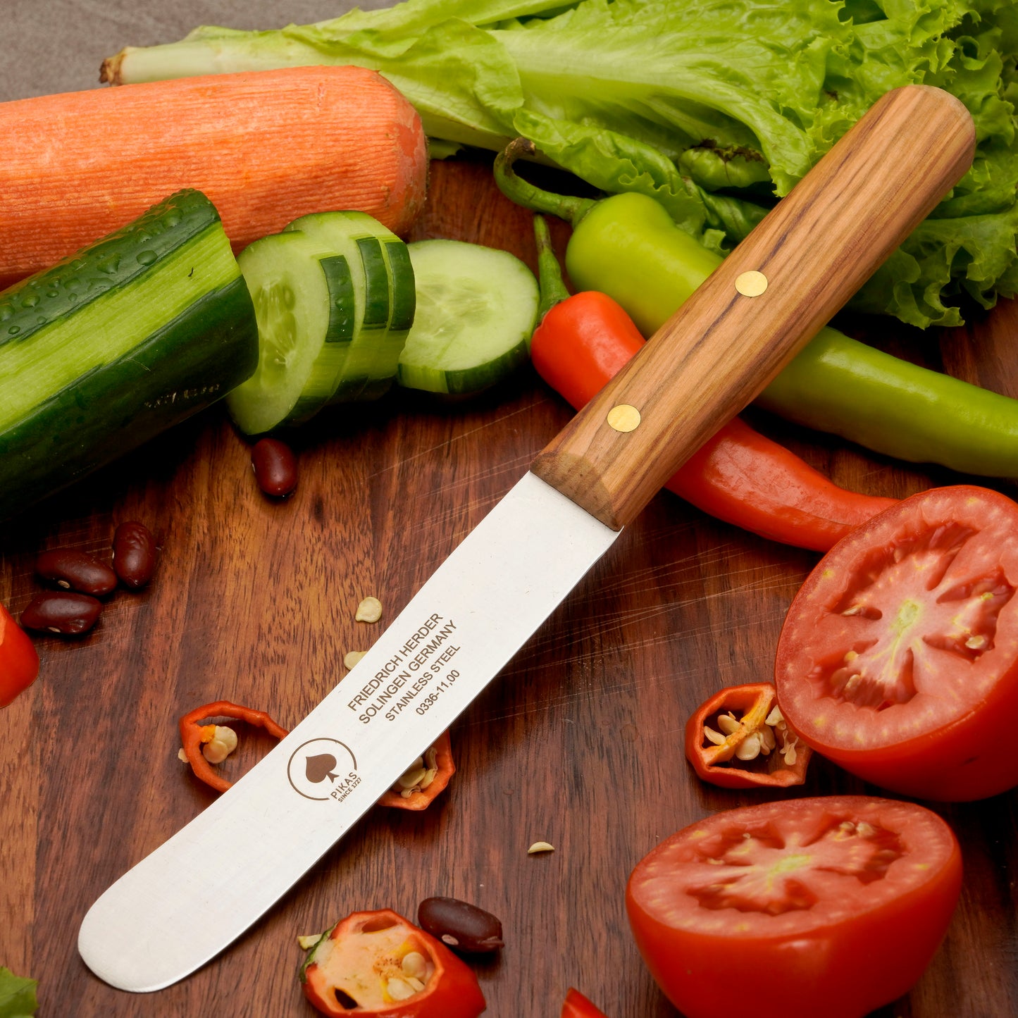 Buckelsmesser Brotmesser Solingen – Olivenholzgriff mit Glattschliff