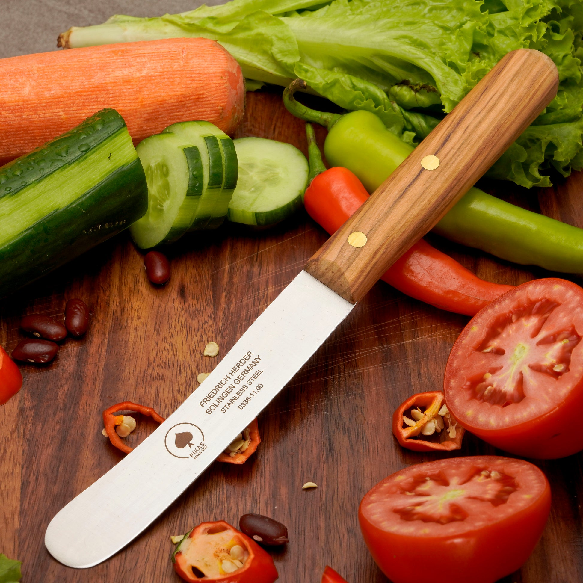 Buckelsmesser Brotmesser Solingen – Olivenholzgriff mit Glattschliff