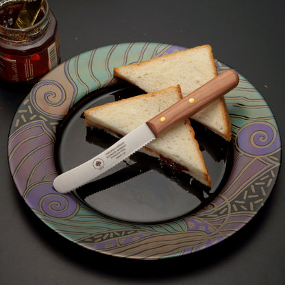 Buckelsmesser Brotmesser Solingen – Kirsche Holzgriff mit Wellenschliff