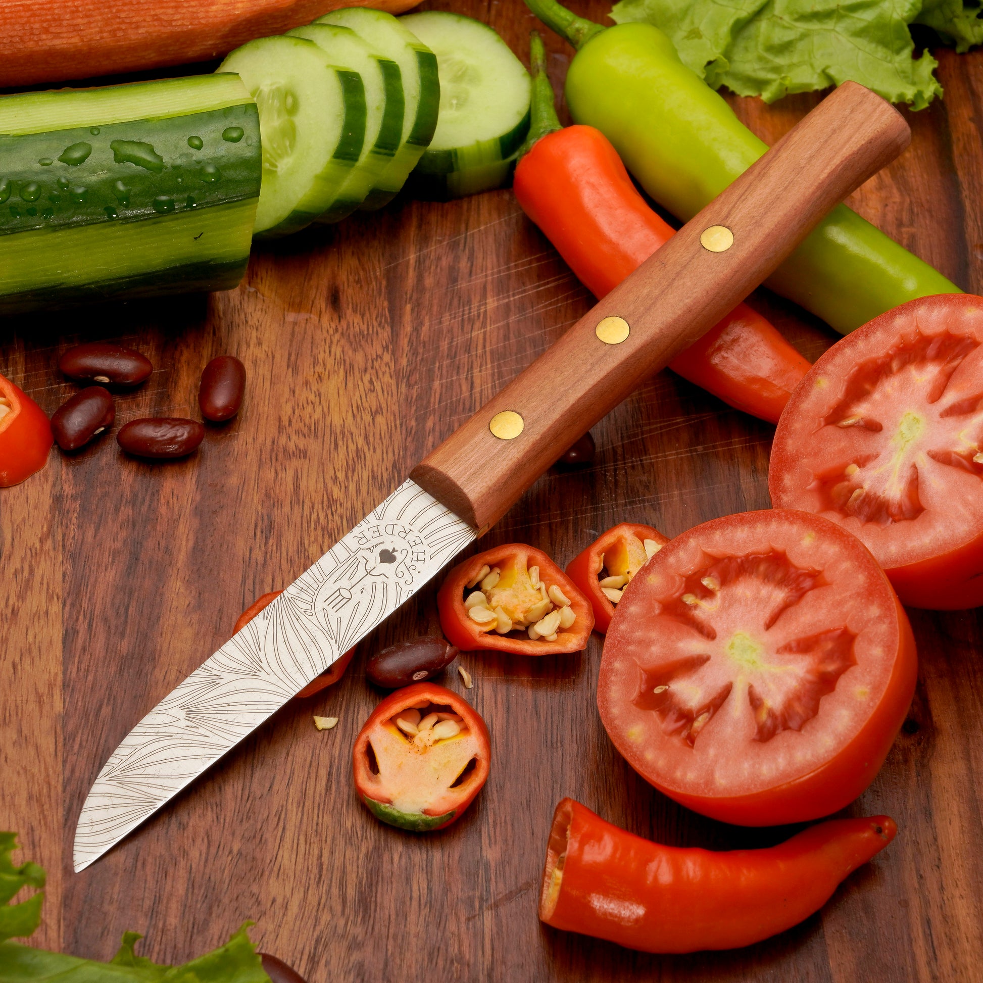 Gemüsemesser Solingen Zöppken Style Rostfrei Kirsche Holzgriff Dünnschliff