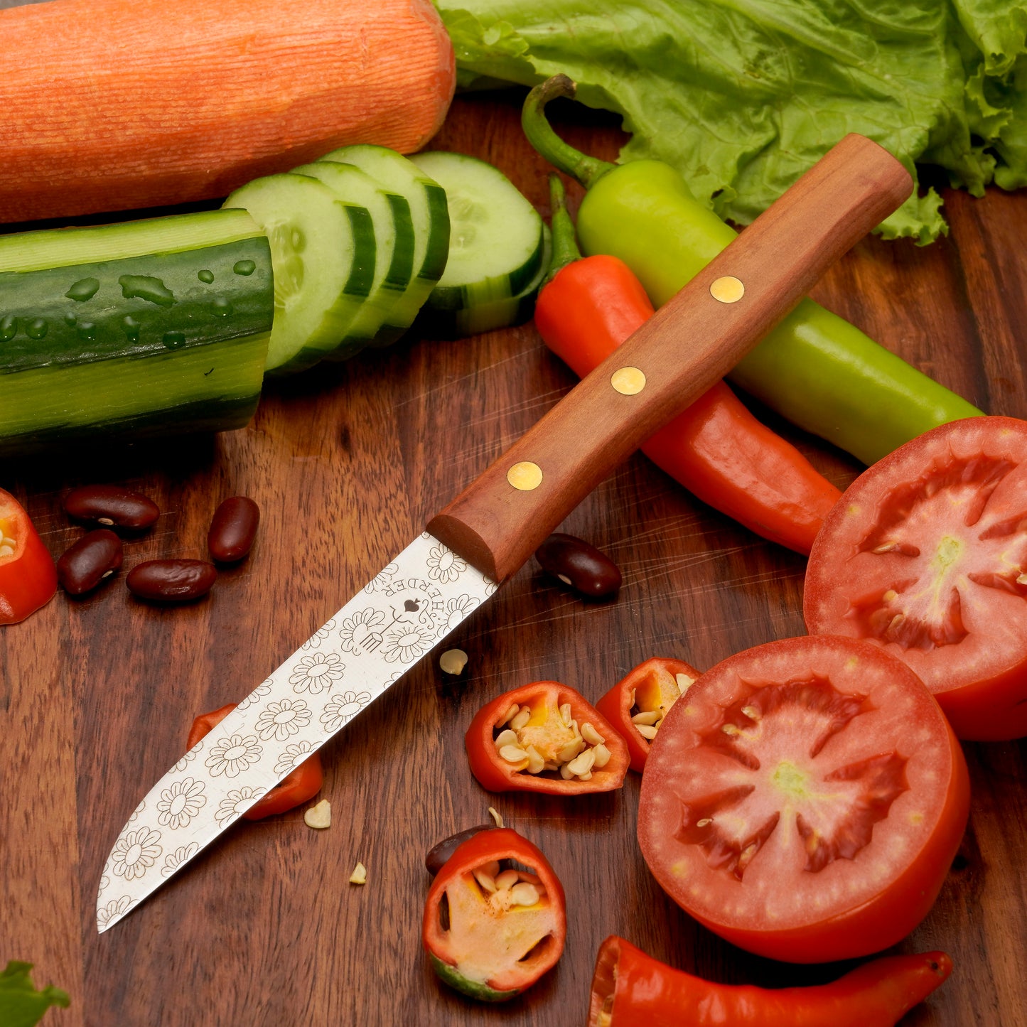 Gemüsemesser Solingen Zöppken Style Rostfrei Kirsche Holzgriff Dünnschliff
