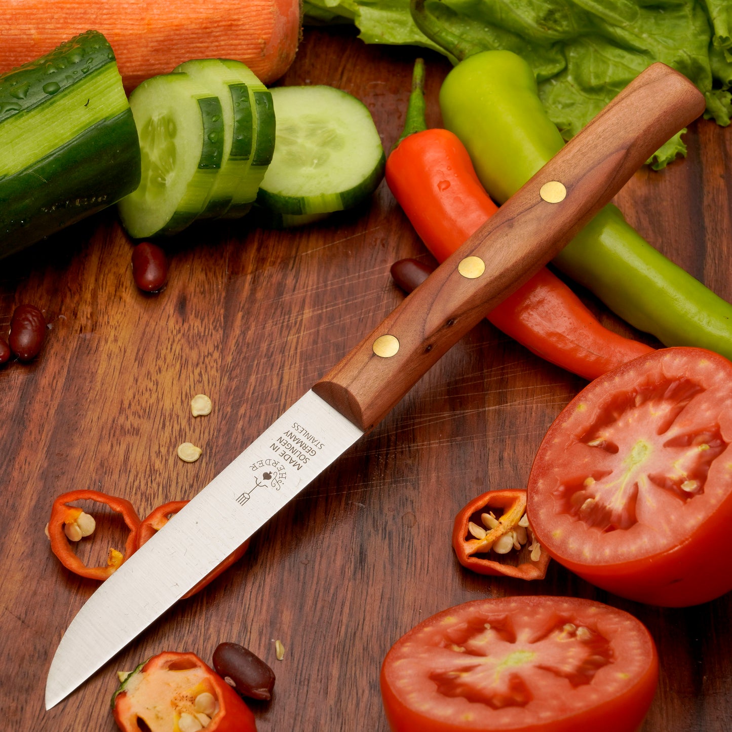 Gemüsemesser Solingen Zöppken Style Rostfrei kirsche herder Holzgriff Dünnschliff
