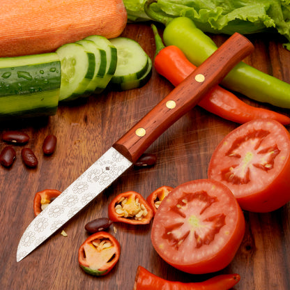 Gemuesemesser Solingen Zöppken Style Rostfrei padouk blumen Holzgriff Dünnschliff
