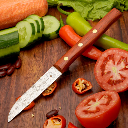 Gemuesemesser Solingen Zöppken Style Rostfrei padouk ranken Holzgriff Dünnschliff
