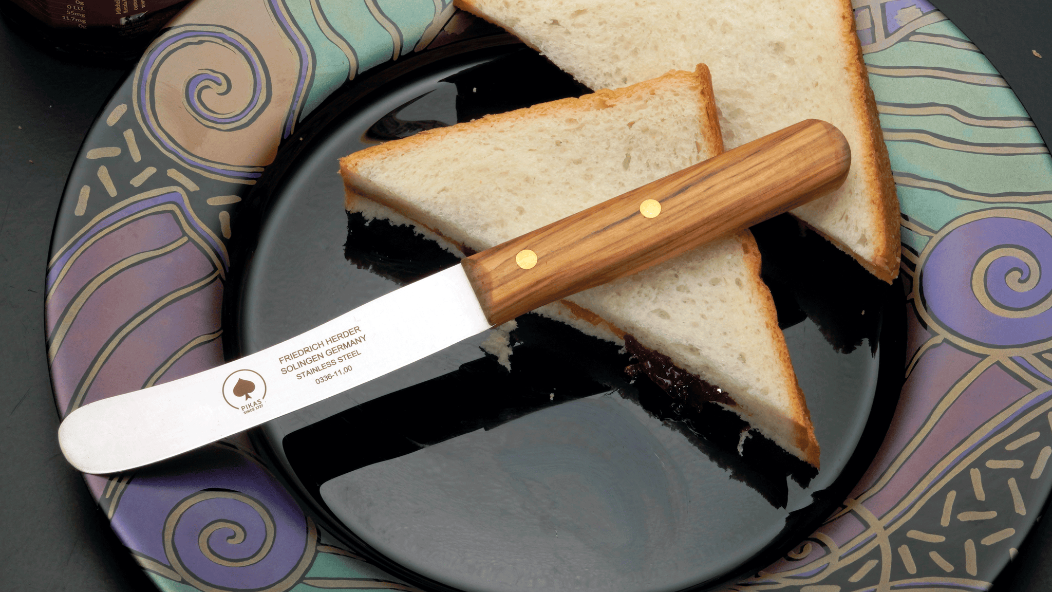 Brotzeitmesser Solingen – Brotmesser mit Buckelklinge und Olivenholzgriff, Solinger Qualitätsmesser