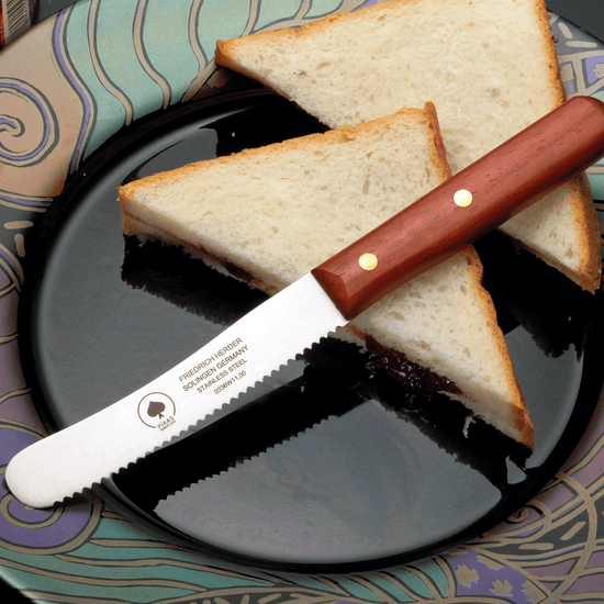 buckelsmesser brotmesser padouk solingen holzgriff wellenschliff