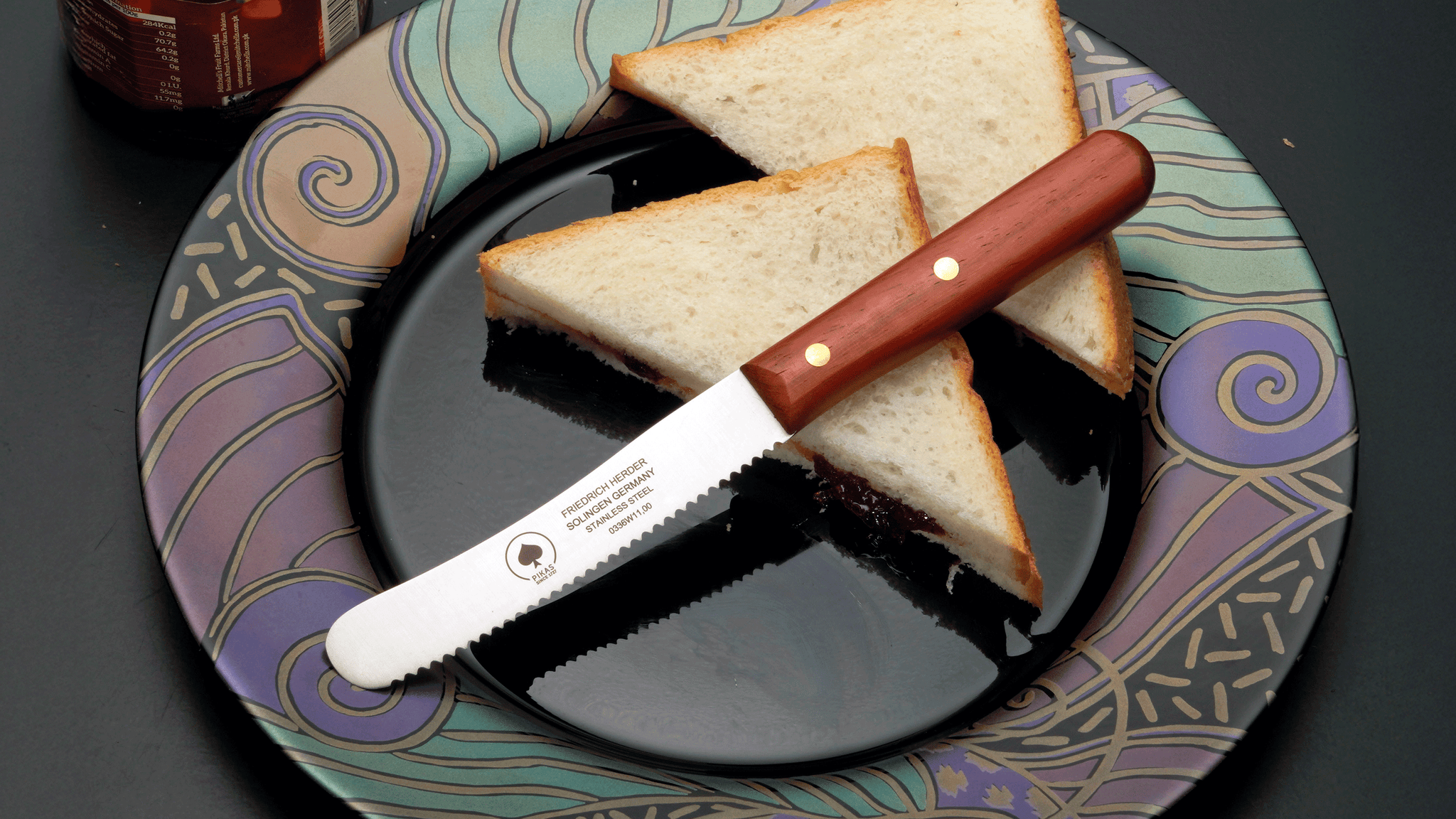 buckelsmesser brotmesser padouk solingen holzgriff wellenschliff