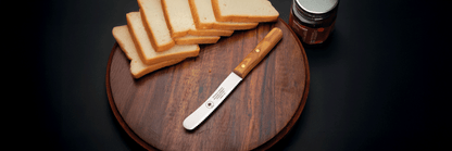 Buckelsmesser Brotmesser Solingen – Olivenholzgriff mit Wellenschliff, handgefertigtes Frühstücksmesser