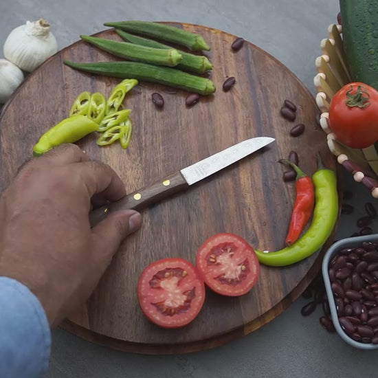 Frühstücksmesser Buckelsmesser aus Solingen mit Walnuss Holzgriff und Gravur BLUMEN – traditionelles Solingen Messer für Brot und Frühstück
