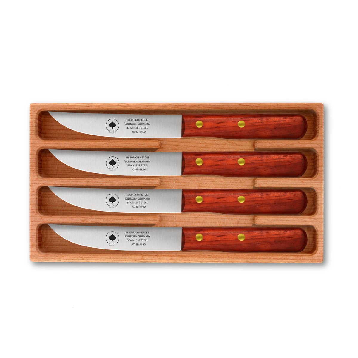 Steakmesser Holzgriff 4er Set mit Padoukgriff aus Solingen
