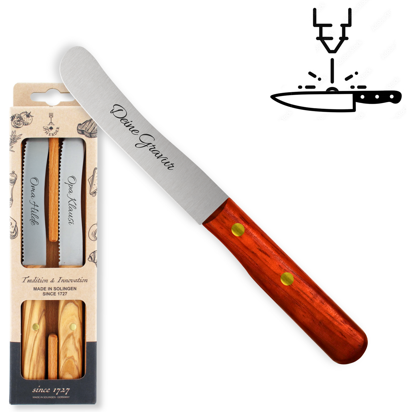 Buckelsmesser / Frühstücksmesser 2er Set - Eigene Gravur