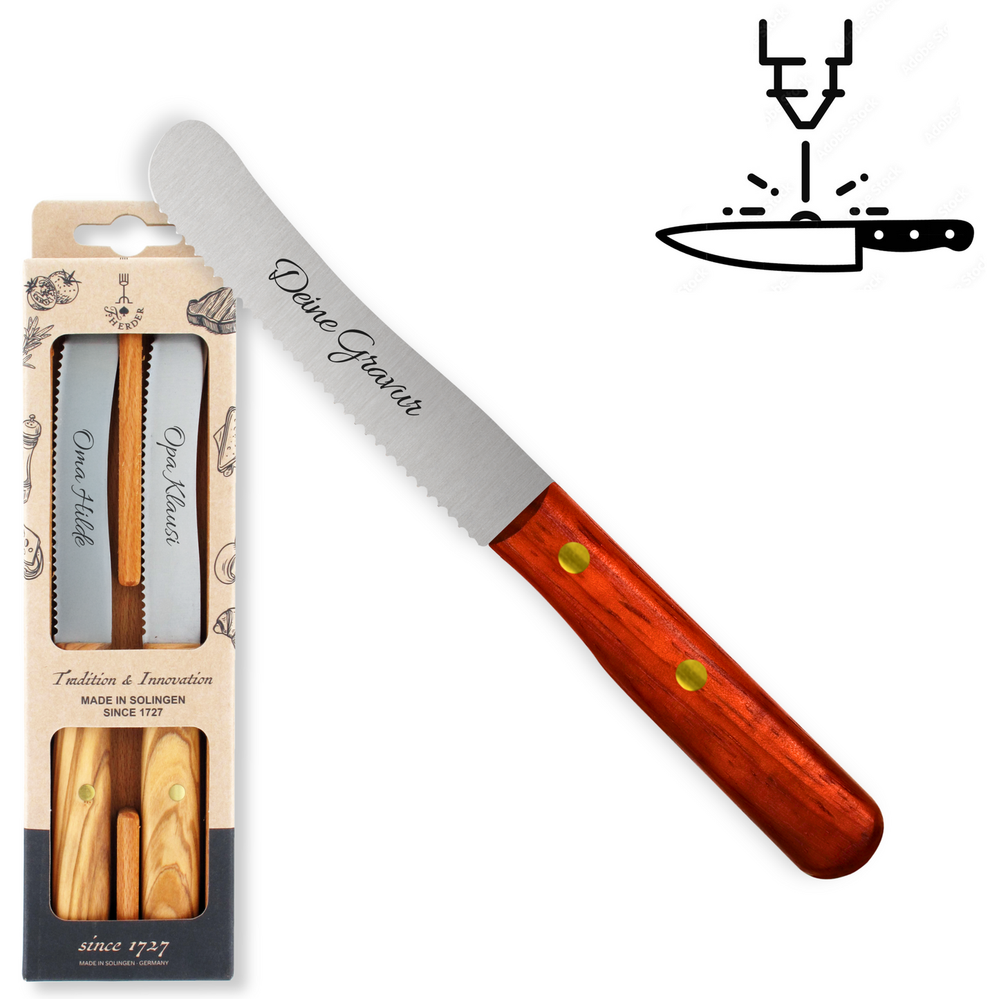 Buckelsmesser / Frühstücksmesser 2er Set - Eigene Gravur