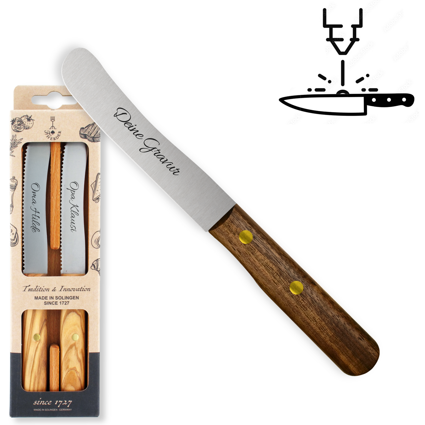 Buckelsmesser / Frühstücksmesser 2er Set - Eigene Gravur