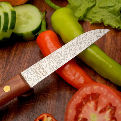 Gemüsemesser Solingen Zöppken Style Rostfrei kirsche mosaik Holzgriff Dünnschliff
