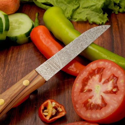 Gemuesemesser Solingen Zöppken Style Rostfrei olive mosaik Holzgriff Dünnschliff
