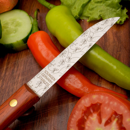 Gemuesemesser Solingen Zöppken Style Rostfrei padouk ranken Holzgriff Dünnschliff
